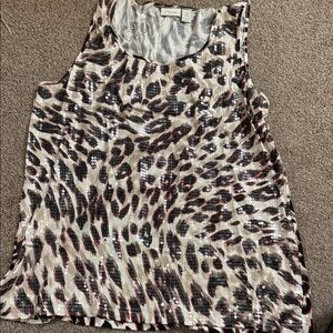 Chico's Sequin Leopard Print Tank Top